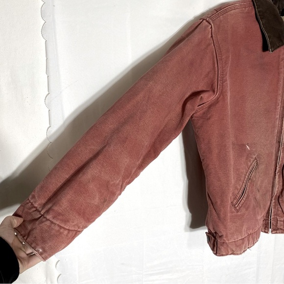 Vintage Carhartt WJO97 VRS Salmon Pink Duck Canvas Detroit Blanket Lined Coat XL - Picture 11 of 16